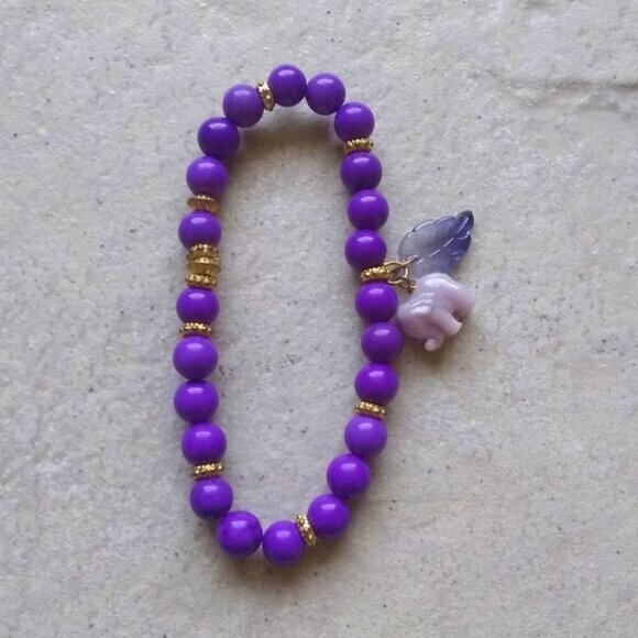 🍂🍁🍃 3/$25!!! Purple Jasper & Gold Accents - Elephant Lovers Bracelet - Picture 1 of 9